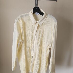 Emory Park Cream Blouse with Long Sleeves and Classic Collar